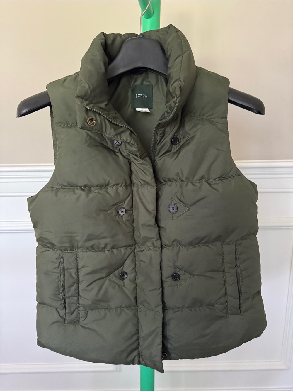 J. Crew Olive Quilted Puffer Vest